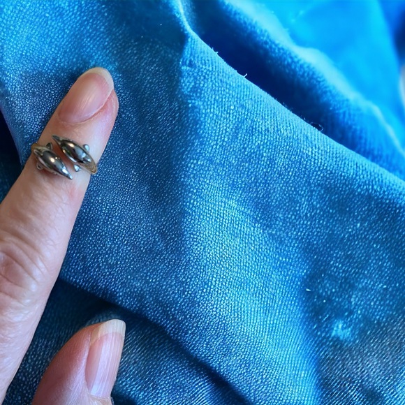 Tiny sterling dolphin ring, size 2. Toe ring or child size. - Picture 3 of 13